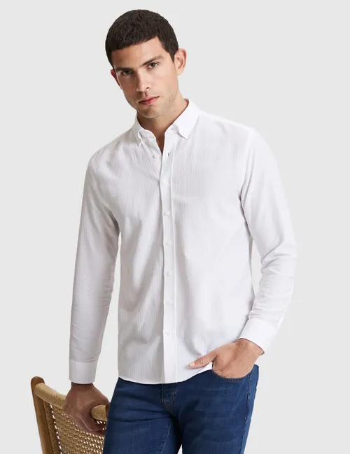 Uzyn ýeňli Regular Fit ak köýnek - 36479761