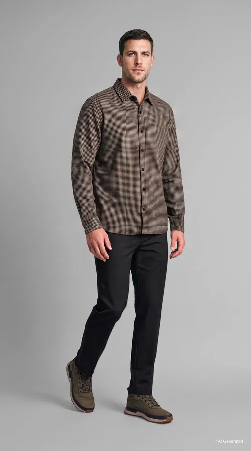 Regular Fit Ýeňli Çyzykly Dokama Köýnek - 37239960
