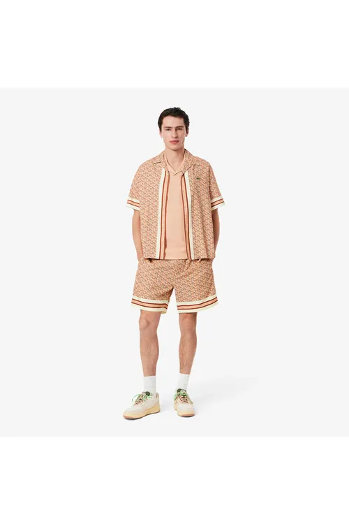 Lightweight monogram nagyşly goňur reňkli erkek şorty - 33345727