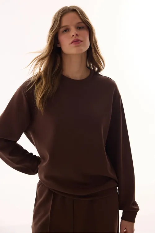 Goňur tegelek ýaka Oversize modal switer - 33438395