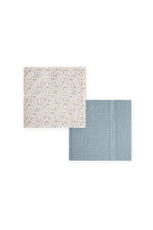 Iki sany müslin agyz süpürgiçi, 25x25 sm, narpyz ýaşyl, gül suratly - 34150775