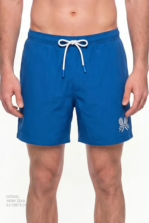 Erkekler üçin gök reňkli Tennis Club şort - 34224665