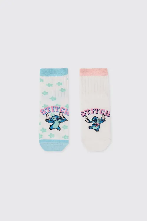 Gyz çagalar üçin reňkli Stitch suratly jorap - 34317824