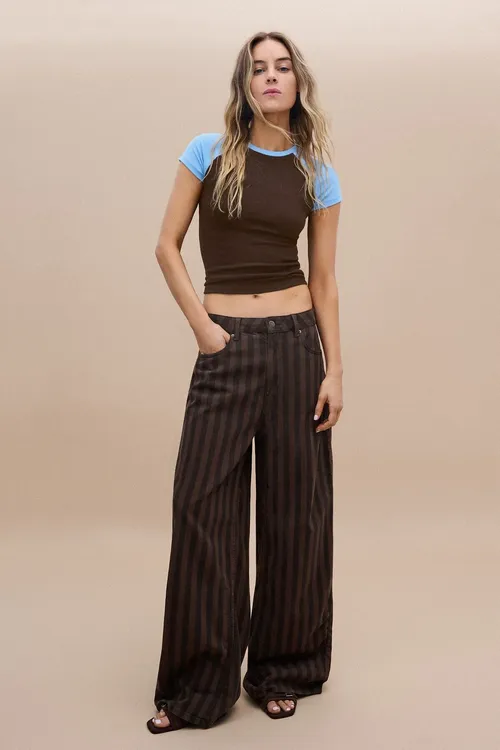 Çyzykly barrel fit şalbar - 36658835