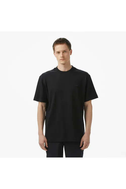 Erkek Relaxed Fit tegelek ýakaly gara futbolka - 33601770