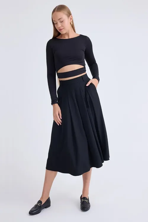Pileli midi boý jibili ýubka - 34044549