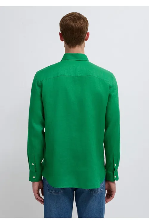 Ýaşyl reňkli keten köýnek Slim Fit / Dar biçim 0211466-71704 - 34320302 — surat 5/7