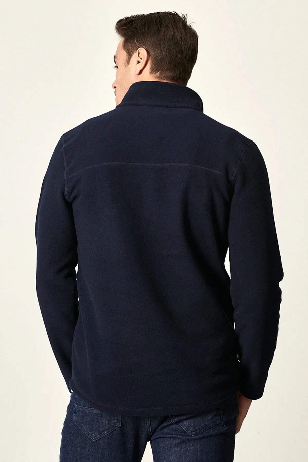 Erkek goýy gök anti-pilling tüýlenmeýän Standart Fit dik ýaka polar switer (sweatshirt) - 35815742 — surat 6/6