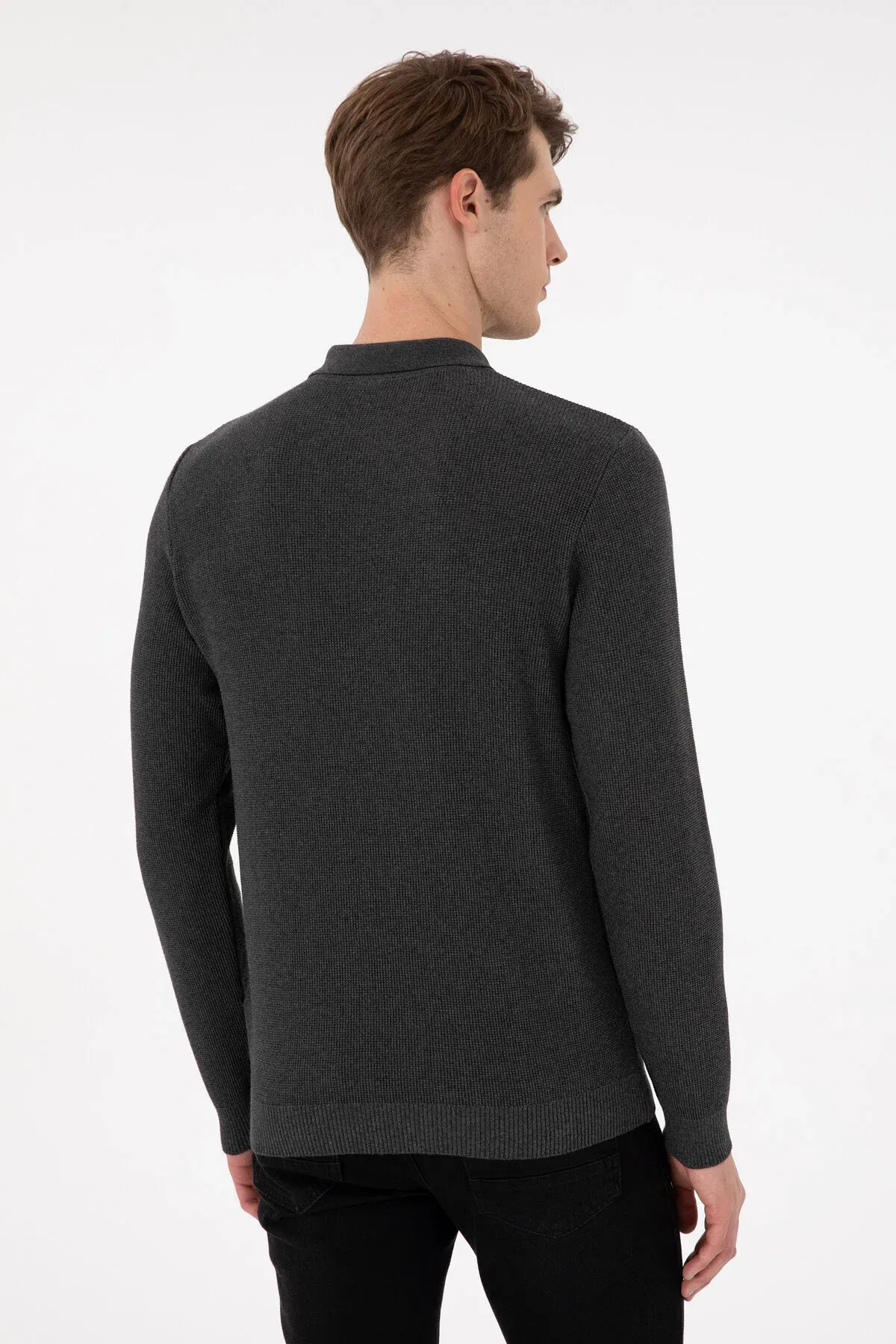 Erkekler üçin Regular Fit ýarym zynjyrly antrasit melanj bazis switer 50298266-VR081 - 36661224 - 37235431 | Ref: 187772 — surat 5/7