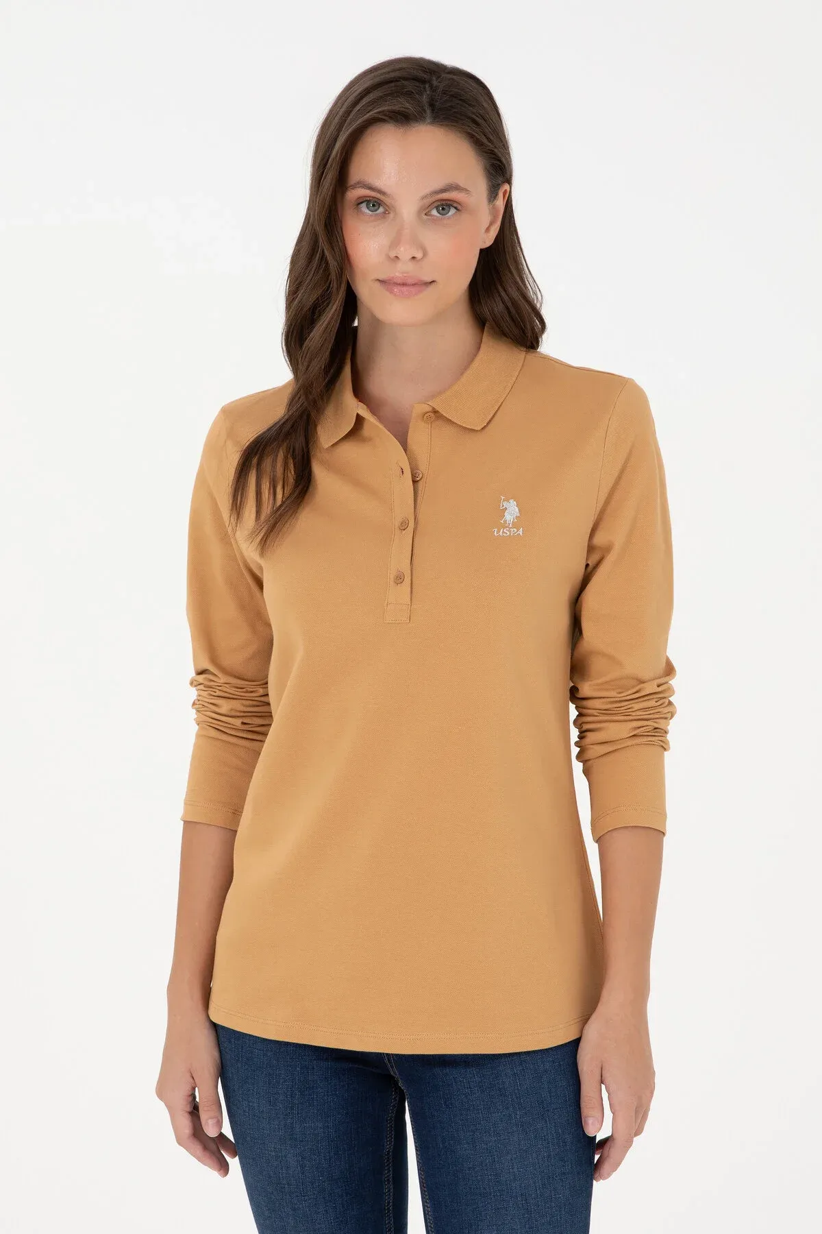 Aýal-gyzlar üçin düýe ýüňi reňkli polo ýakaly binýatlyk switşot 50289541-VR015 - 36661968 — surat 1/7