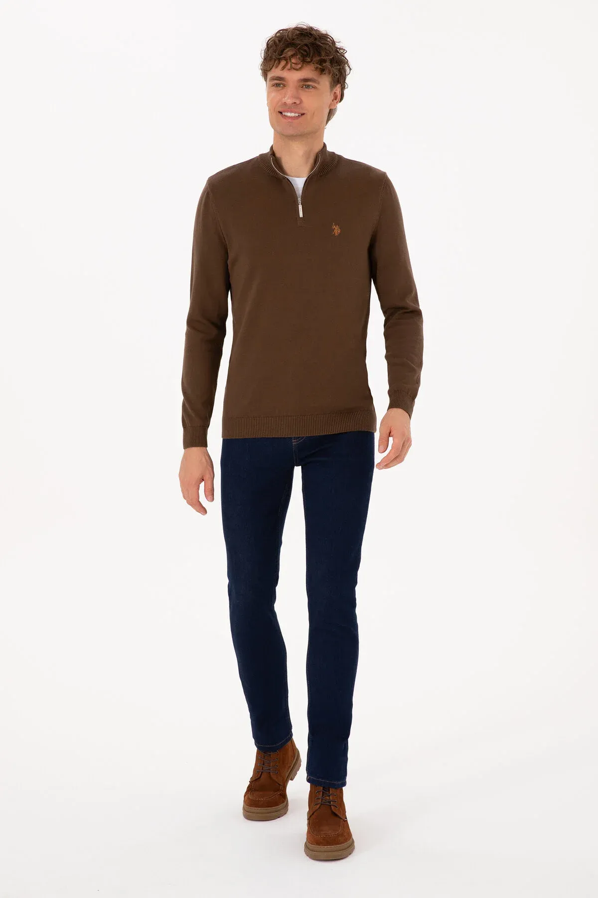 Goňur reňkli slim fit ýarym ýöremeli erkek esasy kazak 50313695-VR029 - 36660217 — surat 4/7
