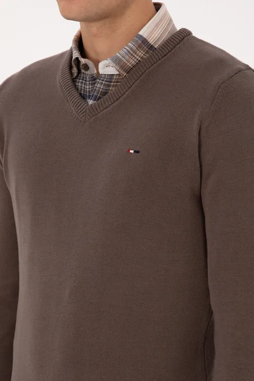 Wizon reňkli slim fit V ýaka erkek esasy kazak 50313668-VR052 - 36660543 — surat 7/7