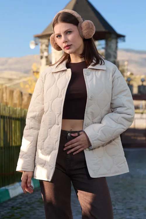 Düwmeli Oversize sarymaly kurtka - 32613844