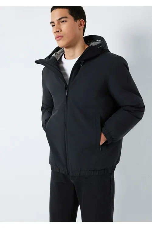 Suw geçirmeýän kapüşonly gara penjeg, Loose Fit / Giň rahat biçüw 0110793-71379 - 33456948