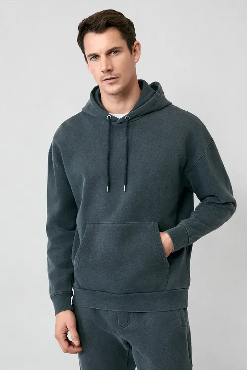 Kapüşonly Oversize ekstra rahat kesimli pagta sweatshirt - 34157463