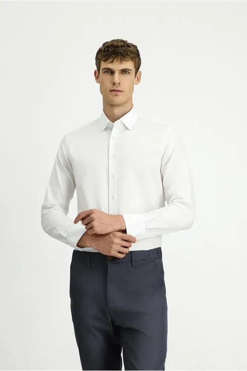 Dar kesimli nagyşly adaty Slim Fit pagta köýnekçe - 28308712