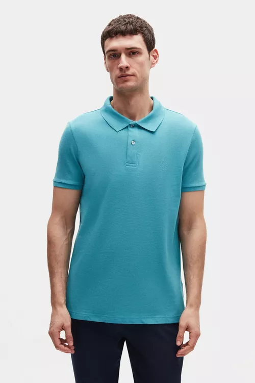 DS Damat keşdeli polo, 100% pagta, firýuza reňkli - 29253807
