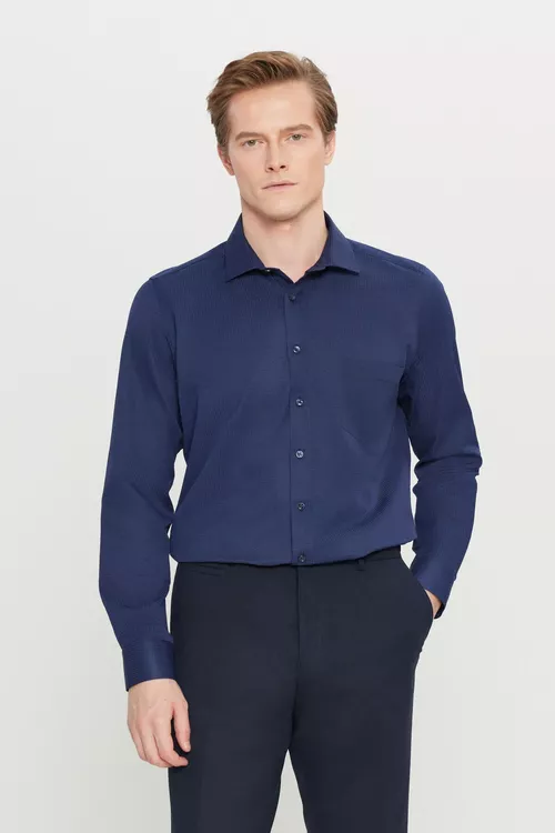 Erkekler üçin Tailored Slim Fit nagyşly köýnek - 29750241