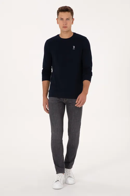 Regular Fit goýy gök erkek swetişody - 30044508 — surat 4/7