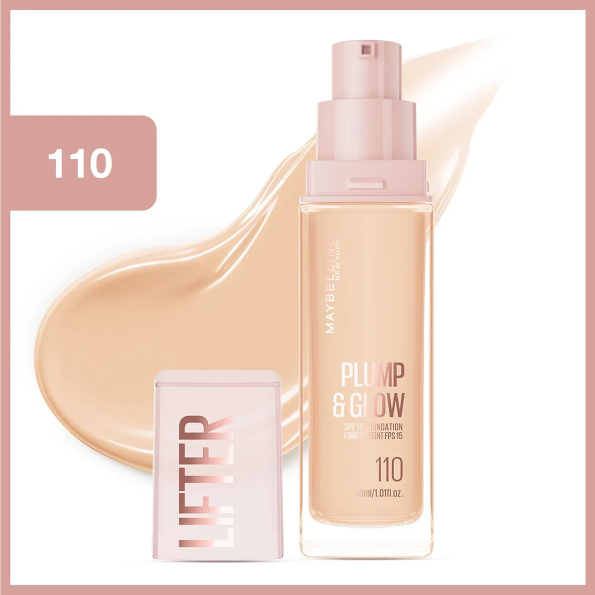 Maybelline New York Lifter Plump & Glow ýagtylandyryjy tonal krem 110 - 34047676 — surat 1/11