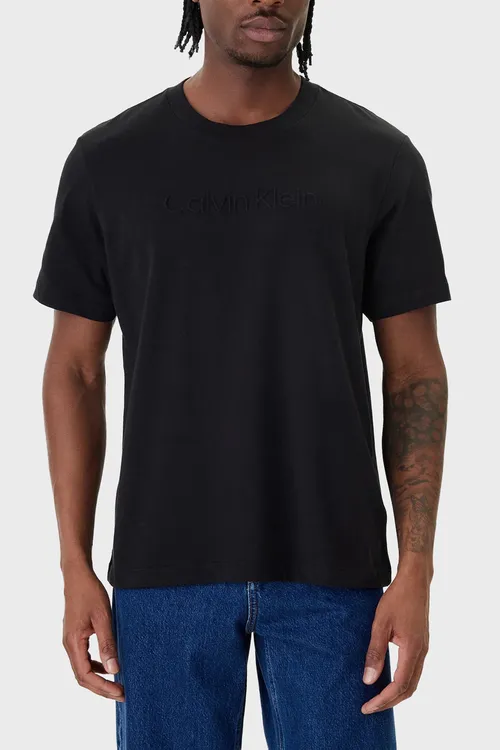Calvin Klein pagta erkek futbolkasy, Regular Fit, logotipli we tegelek ýakaly, LV04LF811G UB1 GARA - 34157910