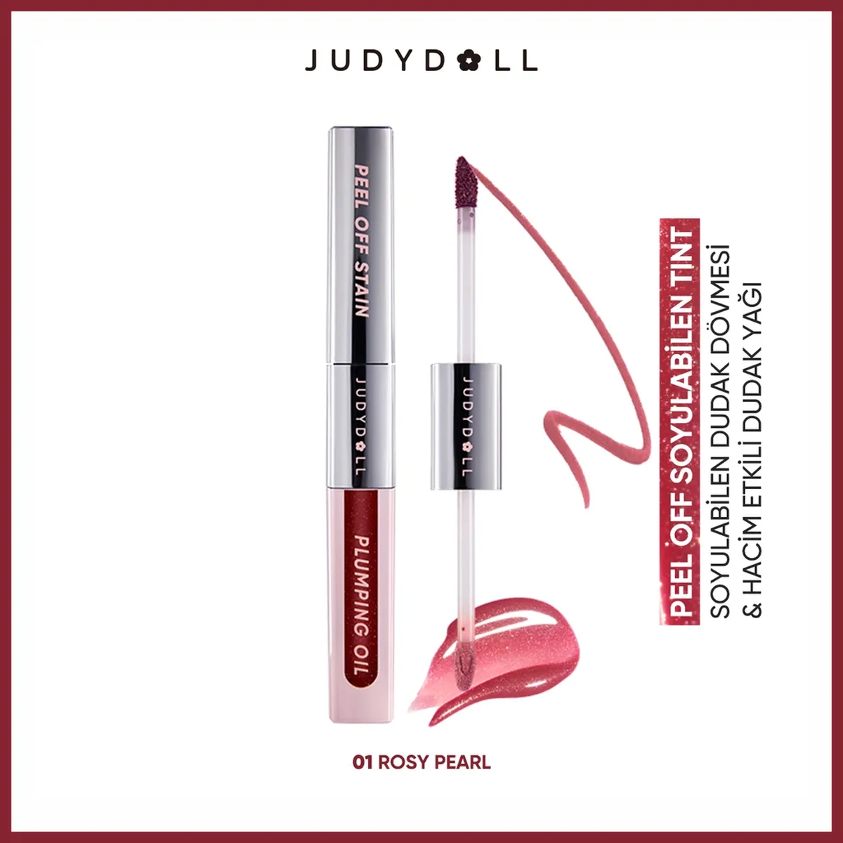 Sypyrylýan tint dodak tatuirowkasy we göwrüm beriji dodak ýagy Judydoll 01 Rosy Pearl - 36668763 — surat 1/10
