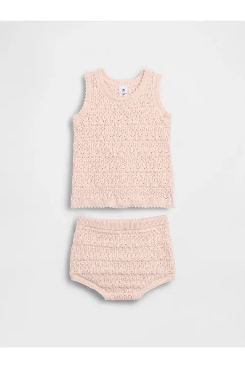 Bäbekler üçin gülgüne çigilen maýkaly lybas toplumy Baby Crochet Tank - 36667047