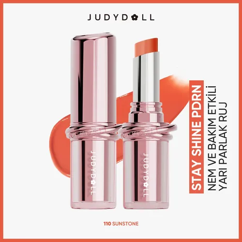 Ýarym ýalpyldawuk PDRN çyglandyryjy we ideg beriji dodak boýagy Judydoll Stay Shine 110 Sunstone - 36668776