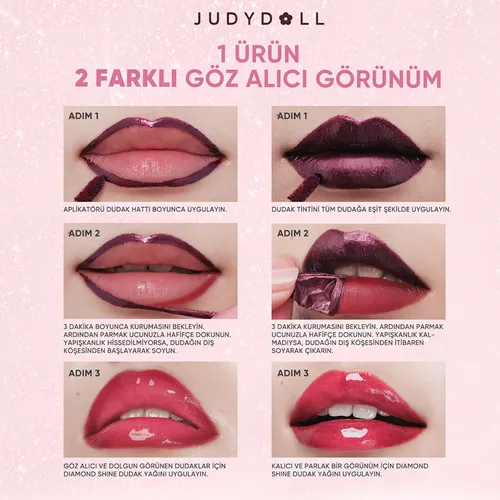 Sypyrylýan tint dodak tatuirowkasy we göwrüm beriji dodak ýagy Judydoll 01 Rosy Pearl - 36668763 — surat 9/10