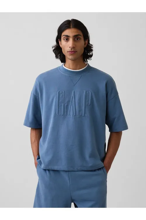 Erkekler üçin gök giň logotipli mahmal trikotaž switşot VintageSoft Terry Oversize - 36666880