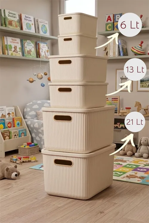 6-ly toplum Colors krem 2x6 2x13 2x21 şkaf içi tertipleýji organaýzer, oýunjak gutusy, gapakly saklama gutusy - 34322817