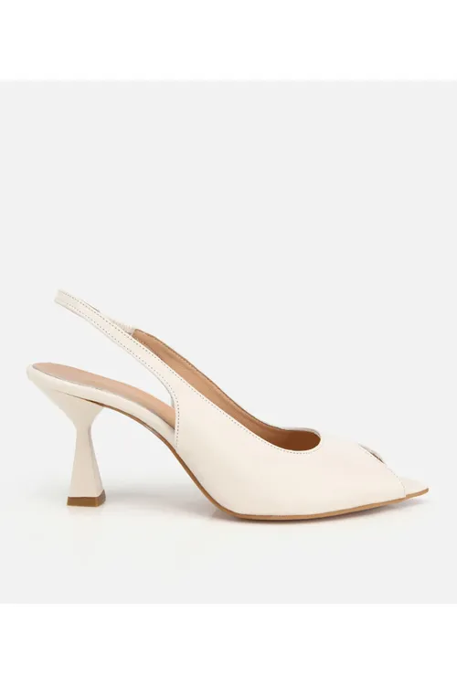 Aýallar deriden ekru öňi açyk inçe ökjeli sandal - 36516302