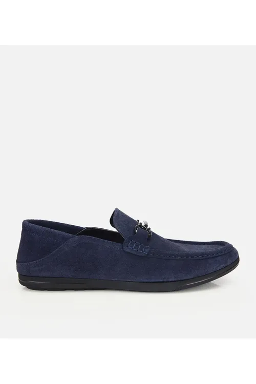 Erkekler üçin zamş deriden goýy gök tokaly Comfort loafer - 35995605