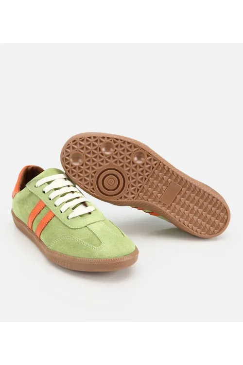 Aýal zamşa deri ýaşyl tekiz sport aýakgaby - 36470151 — surat 6/6