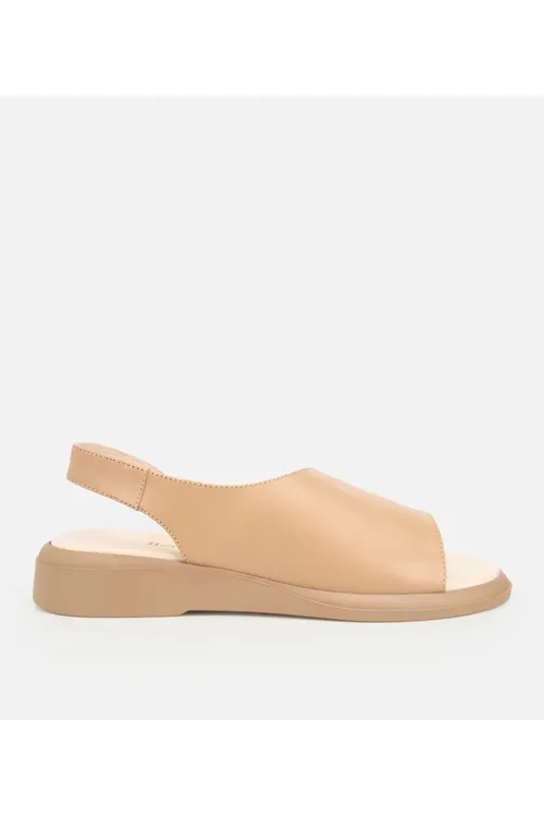 Aýallar deriden açyk goňur ýumşak gurluşly düz sandal - 36516245