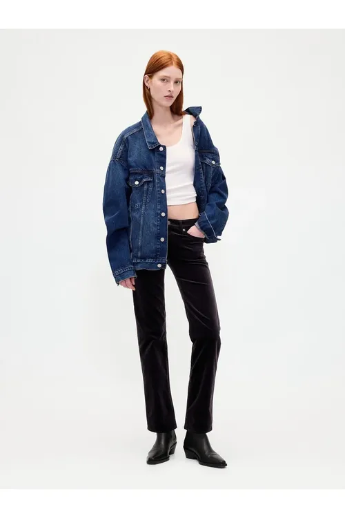 Zenanlar üçin gara reňkli Low Rise kadife '90s Slim balak - 34060165