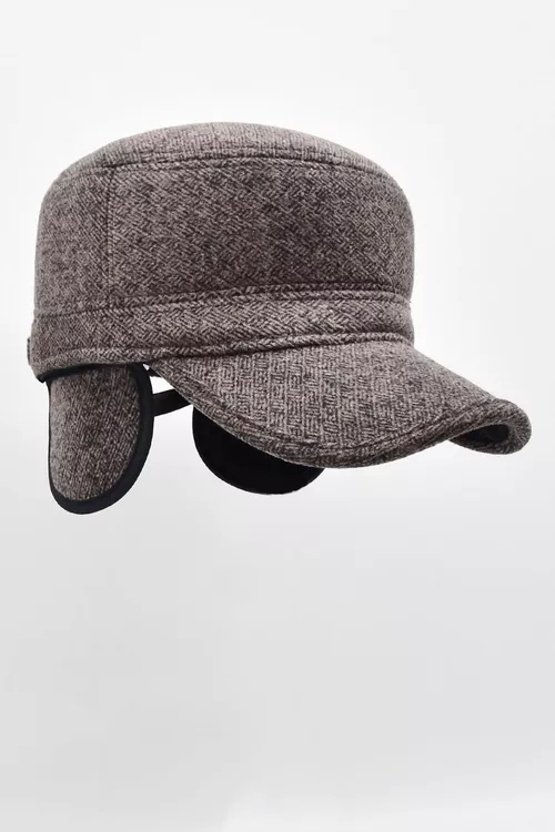 Goňur reňkli, gulakly Flat Cap gyşky kepkasy - 24632851