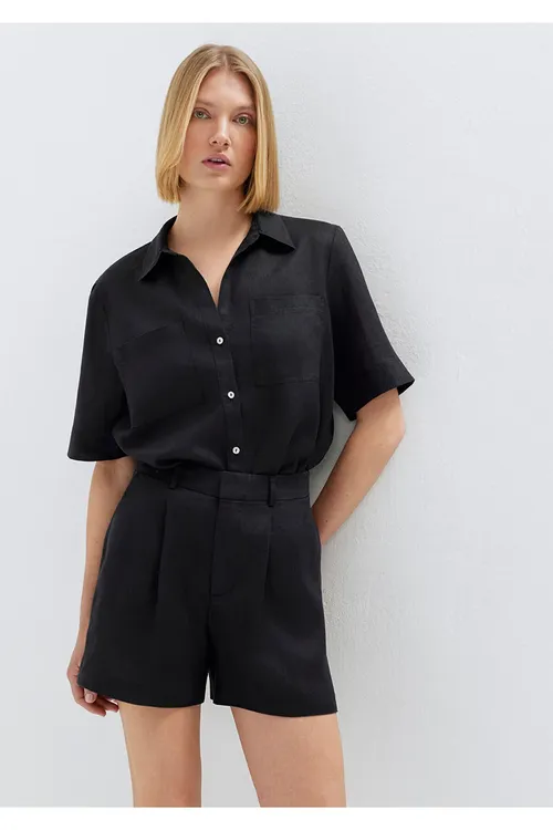Jübüli gara kenevir köýnek, Slim Fit / Dar kesim 1211466-900 - 34246099