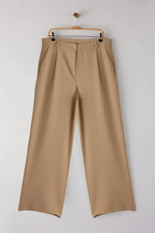 Wizon reňkli, giň paçaly (Wide Leg) uly ölçegli dokama mata balak TBBAW23AR00007 - 28617997