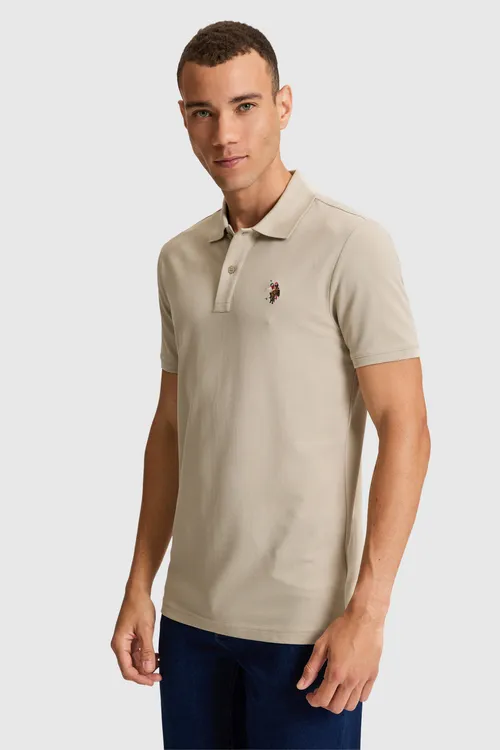 Erkek açyk haki Regular Fit polo ýaka basic futbolka - 36012321 — surat 5/7