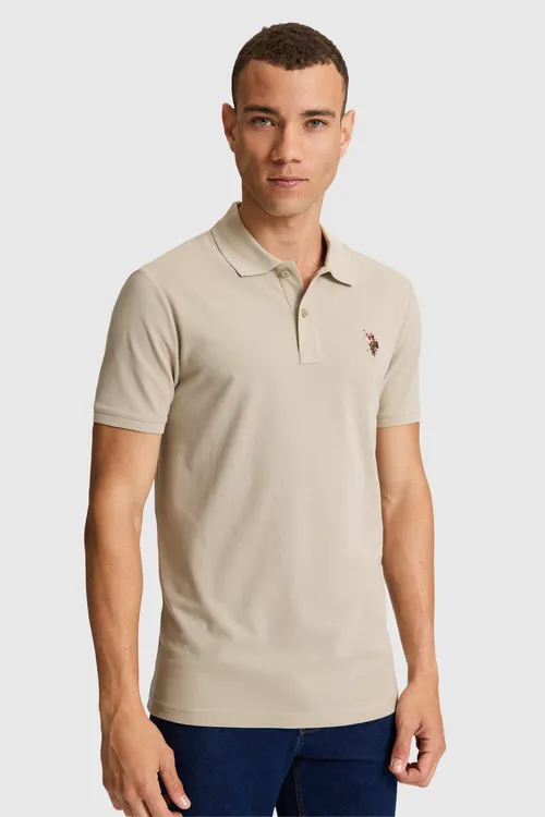 Erkek açyk haki Regular Fit polo ýaka basic futbolka - 36012321 — surat 3/7