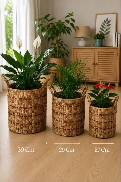3 ölçeg hasýyr 1250 uly saksylyk - Zara model bohem dekoratiw tutma saply sepet - 36596447