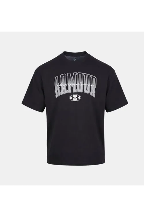 Erkekler üçin galyň mataly ýazgyly gysga ýeňli UA Heavyweight Armour Wordmark futbolkasy - 36676414