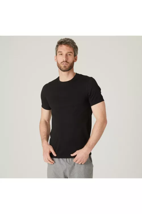 Erkekler üçin Slim Fit Fitness 500 gara sport futbolkasy - 22180860