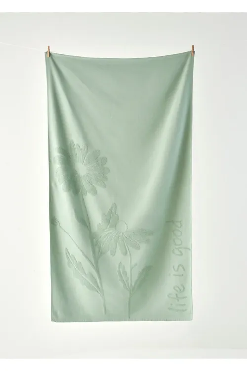 Daisy žakardly plaj süpürgici ýaşyl (90x160 sm) - 34719772