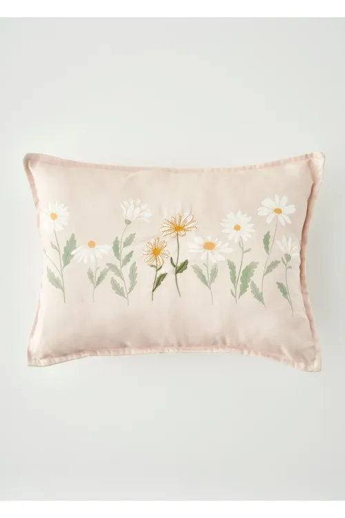 Daisy hatarmelekli gyrakly nakyşly dekoratiw ýassyk daşy sarymtyl (35x50 sm) - 34719826