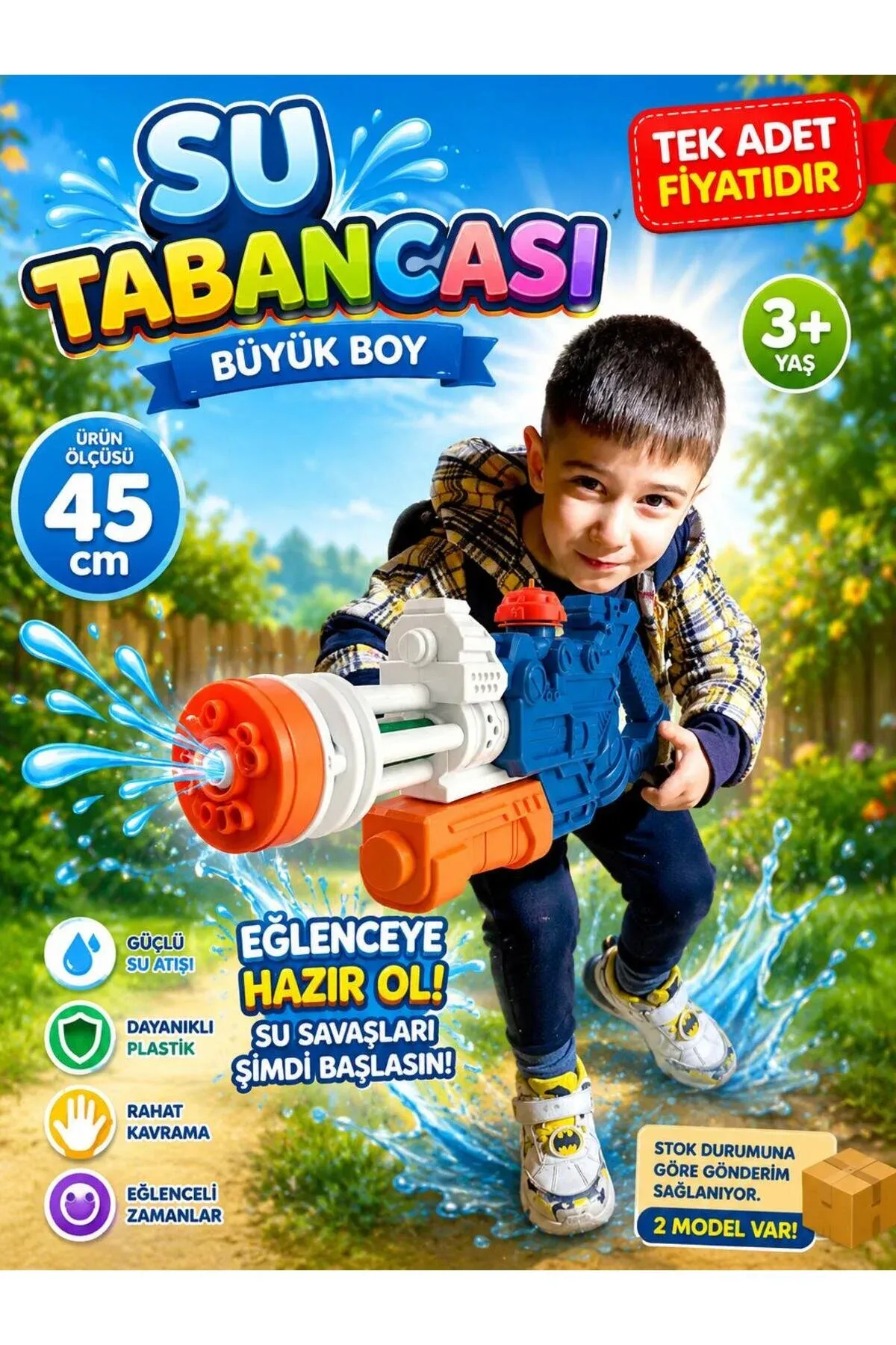 Uly ölçegli 45 sm oýunçak suw pompasy – 2 model görnüşli – çaga suw oýunçogy – 3+ ýaş - 35913239 — surat 3/5