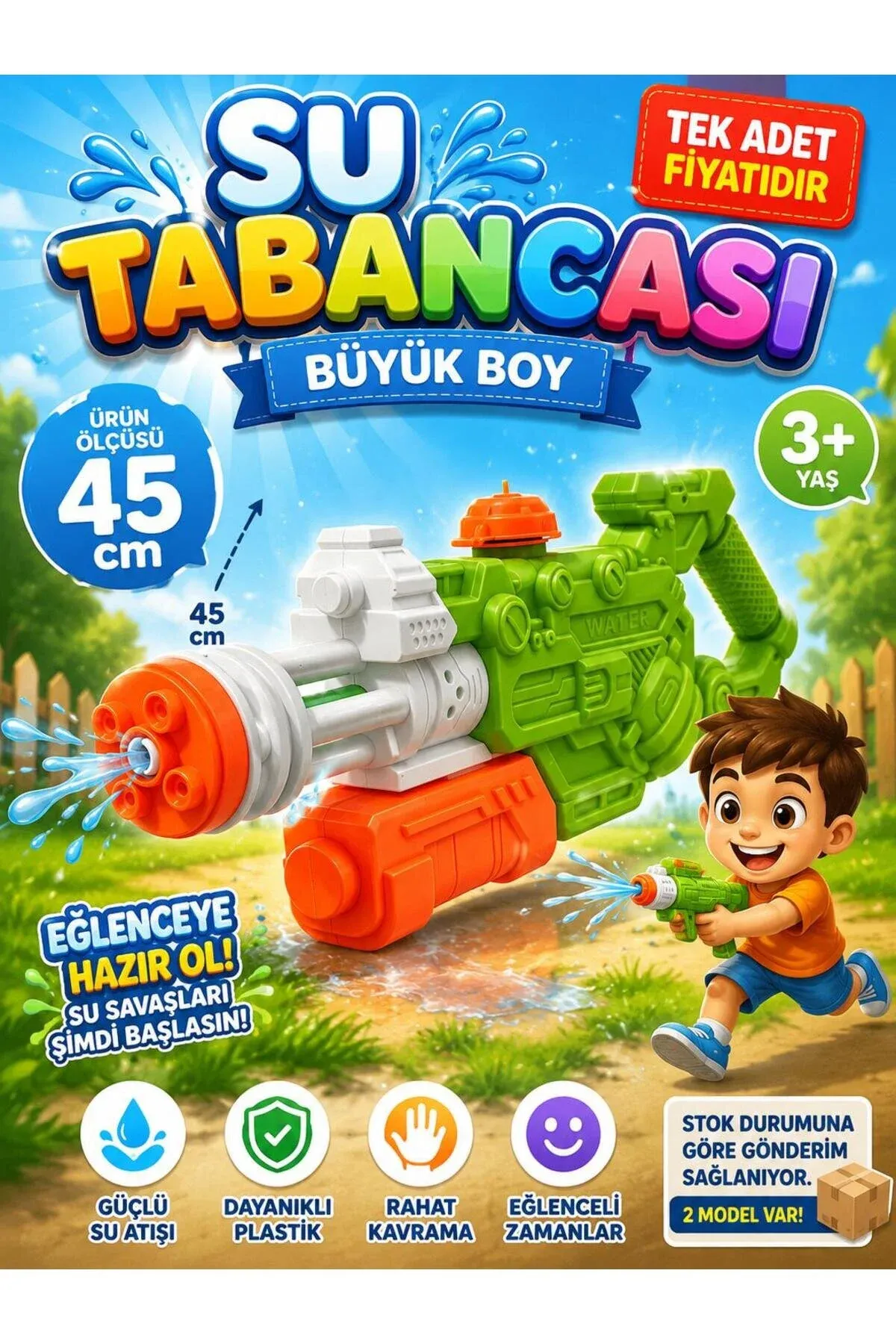 Uly ölçegli 45 sm oýunçak suw pompasy – 2 model görnüşli – çaga suw oýunçogy – 3+ ýaş - 35913239 — surat 2/5