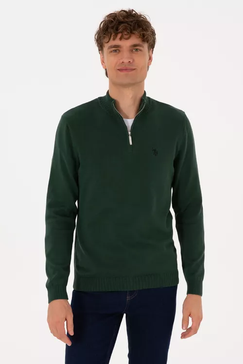 Goýy ýaşyl reňkli erkek esasy jemperi - 29770365