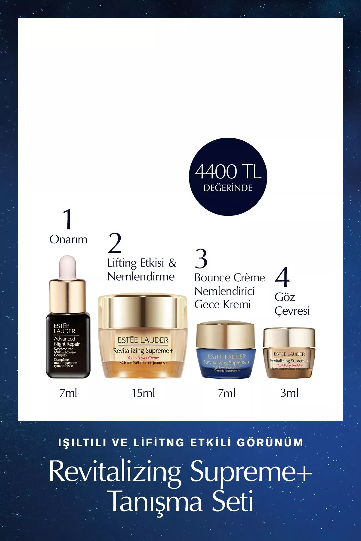 Deri ideg tanyşlyk toplumy - Advanced Night Repair serum 7ml, krem 15ml, gije kremi 5ml, göz kremi 3ml - 14154348 — surat 1/8